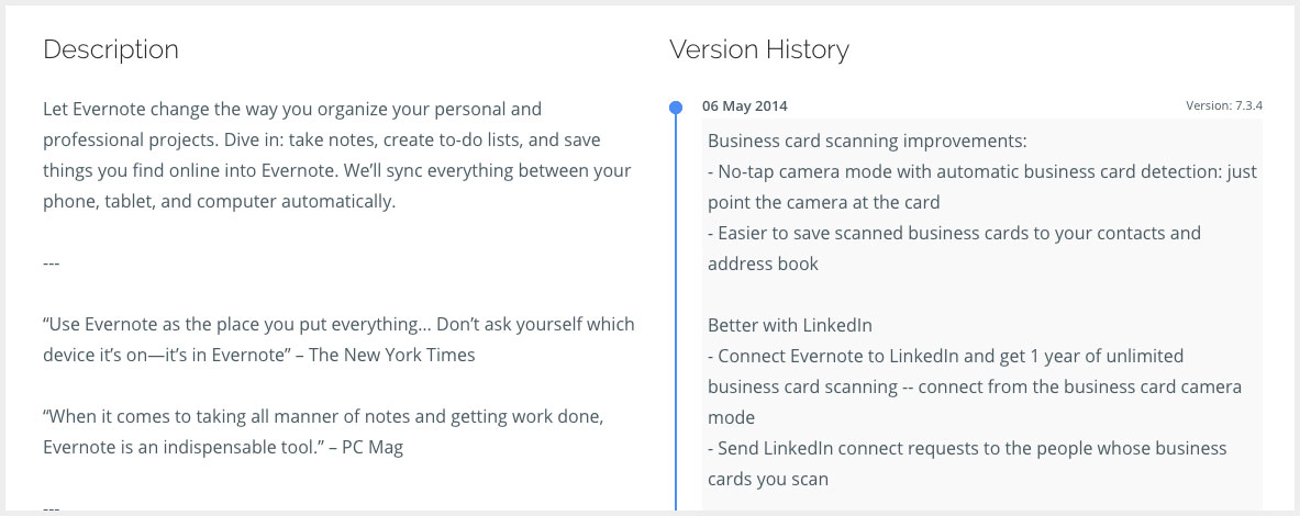 Description and version history