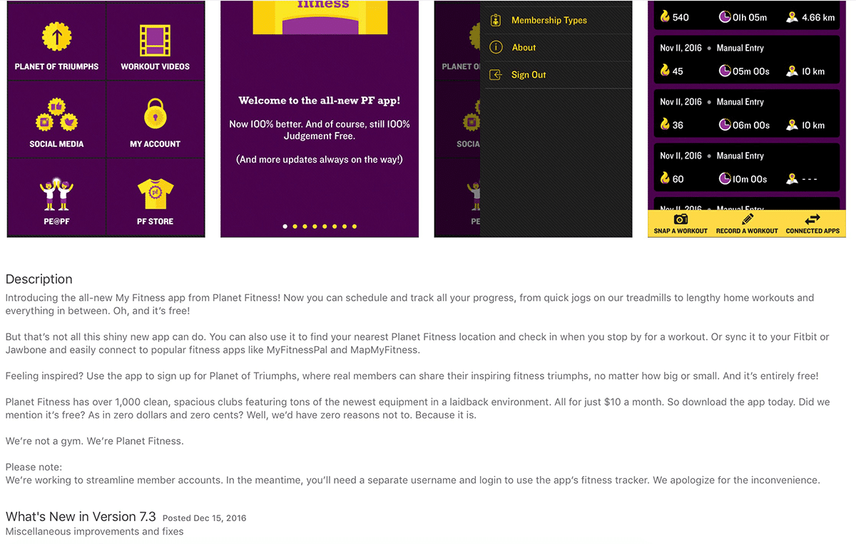 Planet Fitness app