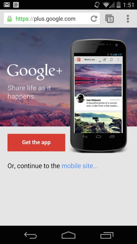Google's full page interstitial ad