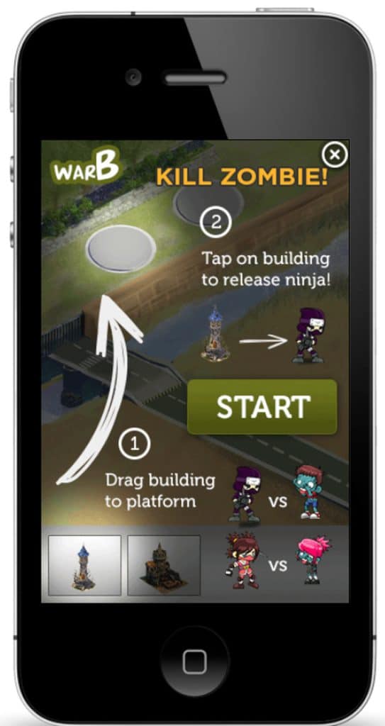 playable interstitial ad about a zombie game