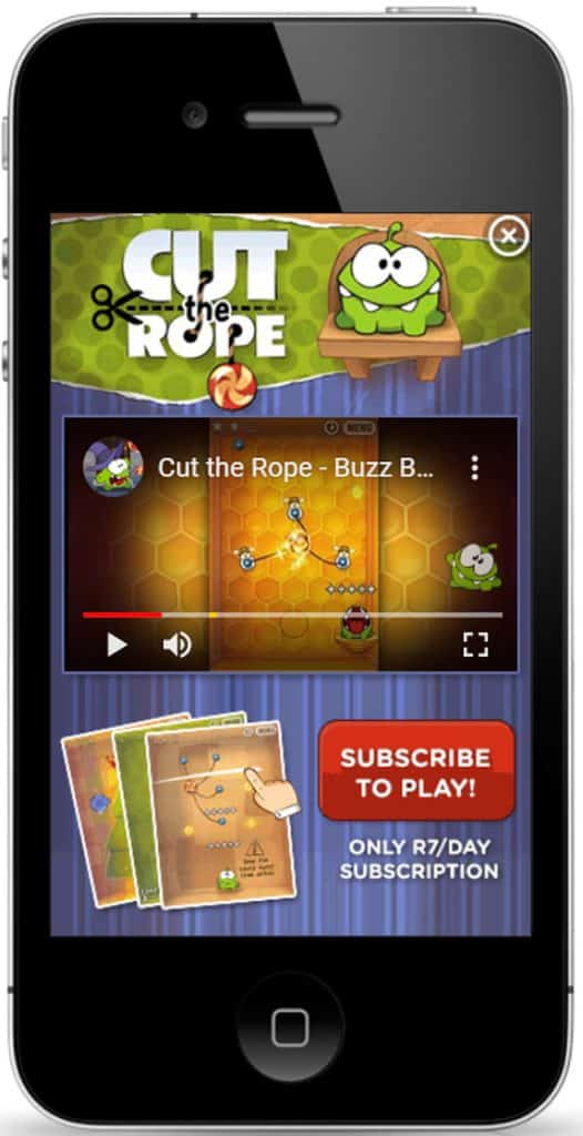 video interstitial ad about a game called cut the rope