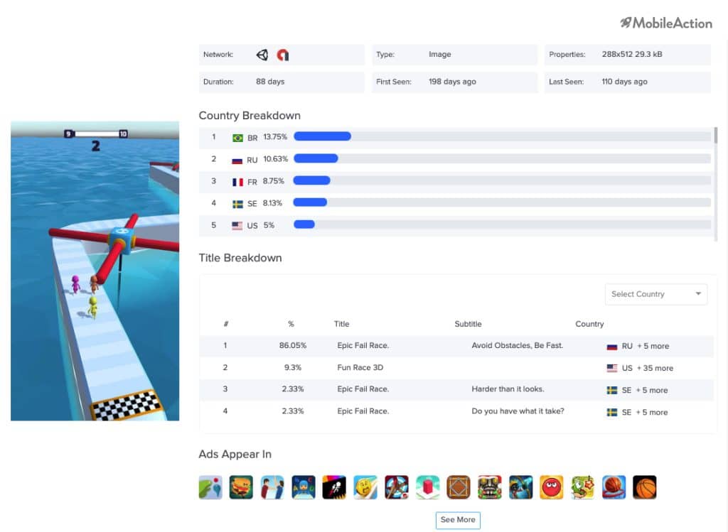 first ad creative fun race mobile action
