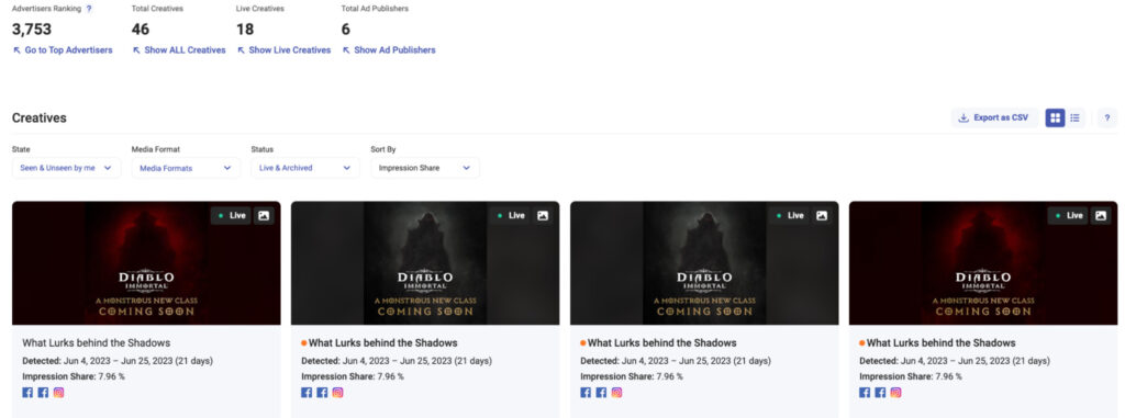 Diablo Immortal made updates across their app description, icon, subtitle, and advertising in June to coincide with both its one-year anniversary and the launch of Diablo IV.