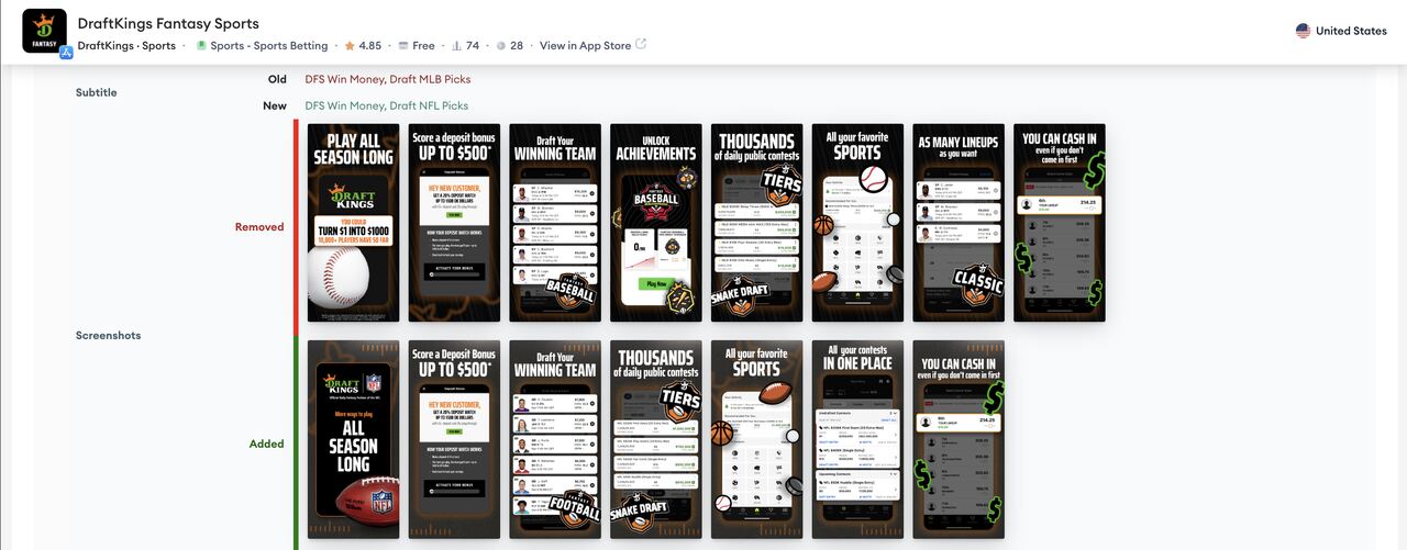 app update timeline of draftkings