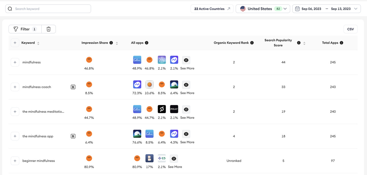 headspace search by app