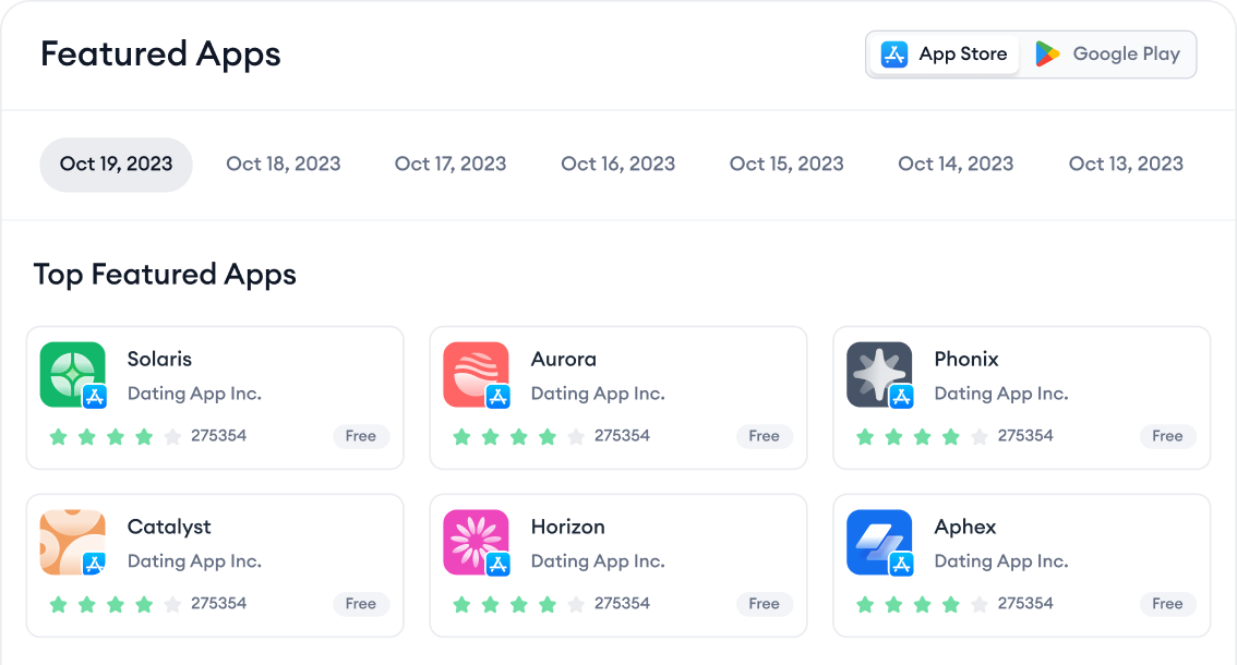 Identify all the featured apps as they appear in stores