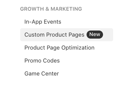 custom product pages added to the app store connect