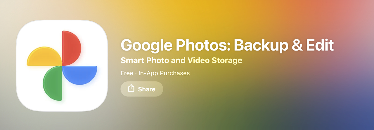 Google Photos app icon design with four bold colored shapes forming a pinwheel symbol — clean silhouette and high contrast foreground on a white background.