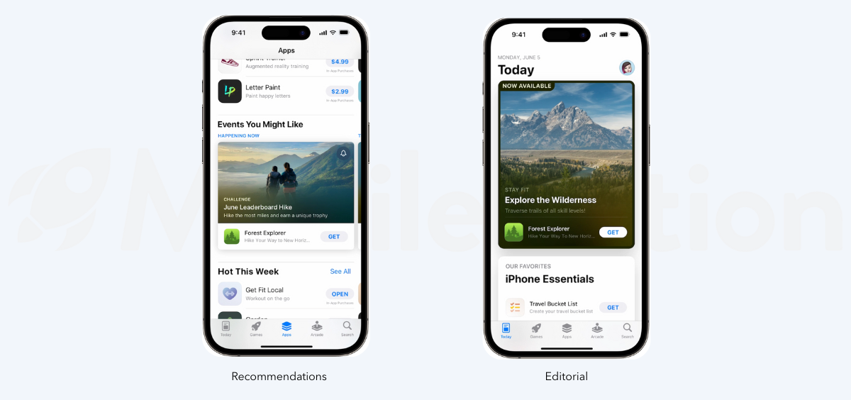 App Store In-App Events shown in recommendations and editorial placements