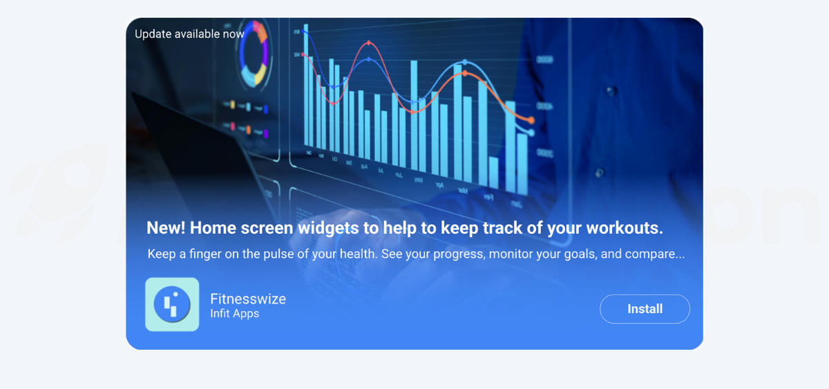 Example of Google Play promotional content showing a store card used to highlight an offer or update before users install or open the app.