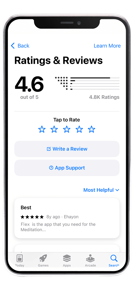 app store review screen